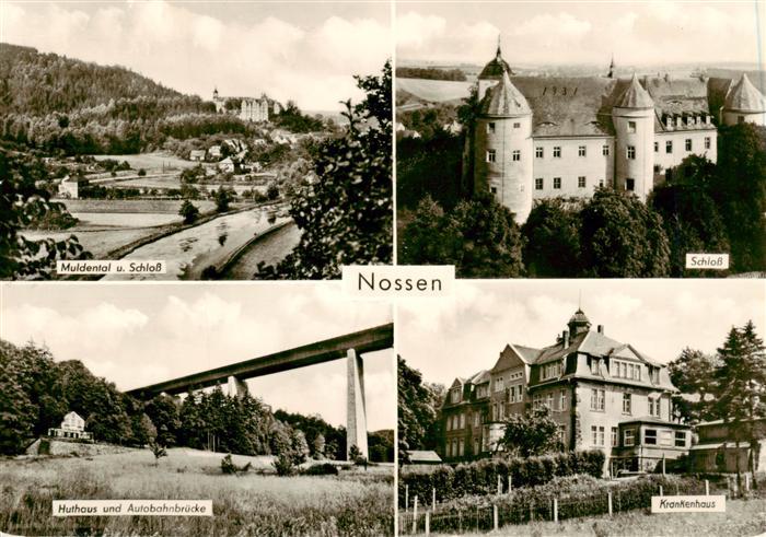Nossen Muldental Schloss Huthaus und Autobahnbruecke Krankenhaus