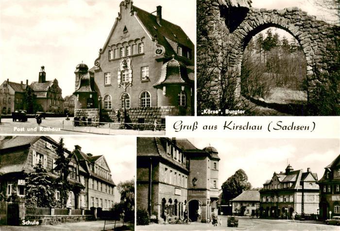 Kirschau Sachsen Post und Rathaus Koerse Burgtor Schule Stadtplatz