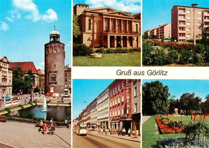Goerlitz  Sachsen Marienplatz mit Frauenturm Gerhart Hauptmann Theater Neubaugeb