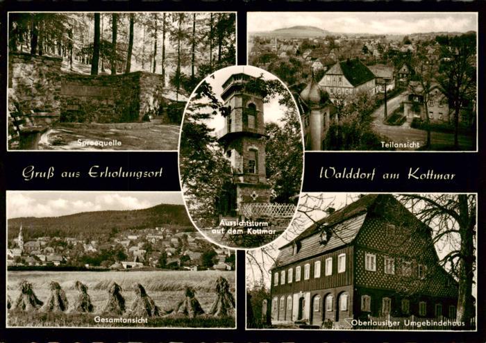 Walddorf Oberlausitz Sachsen Spreequelle Teilansicht Aussichtsturm auf dem Kottm