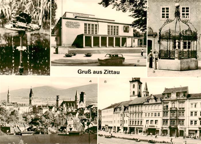 Zittau Schleifermaennelbrunnen Gerhart Hauptmann Theater Gruener Born am Stadtmu