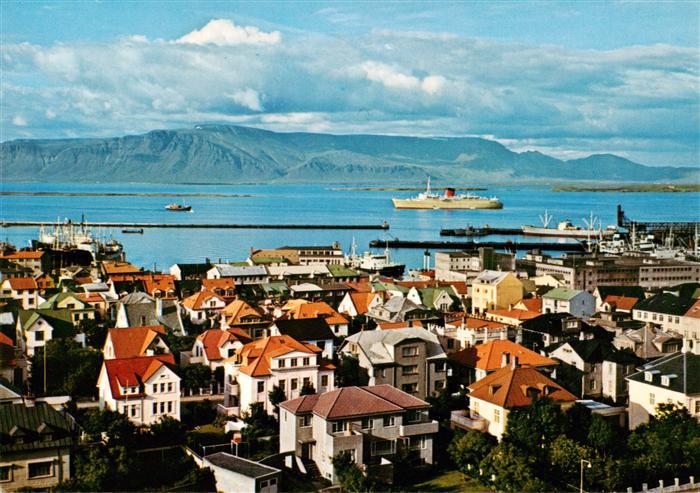 Reykjavík Island View towards the harbour and Mt Esja