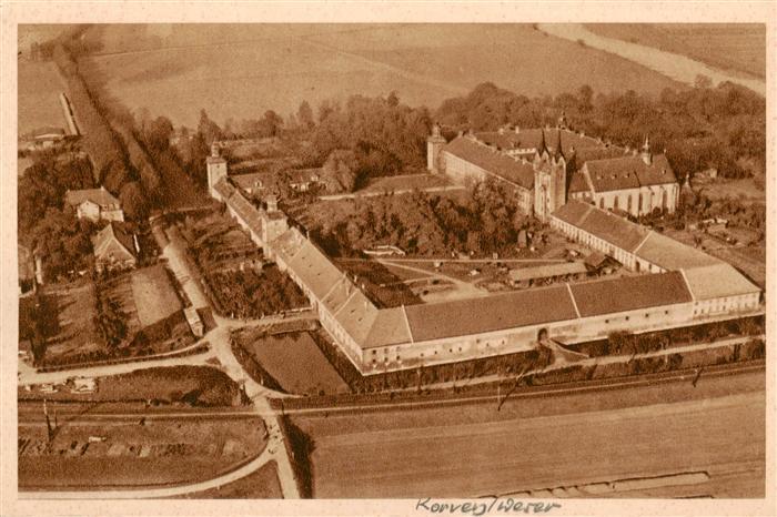 Corvey Hoexter Weser Schloss Fliegeraufnahme