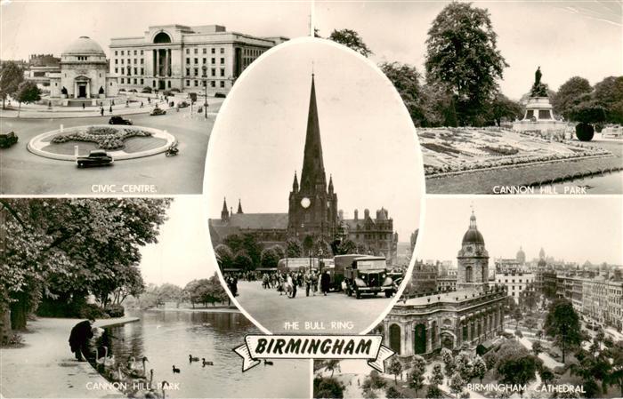 Birmingham  UK Civic Centre The Bull Ring Cannon Hill Park Birmingham Cathedral