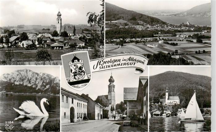 St Georgen Attergau Panorama Schwan Strassenpartie Kirche Abtsdorf