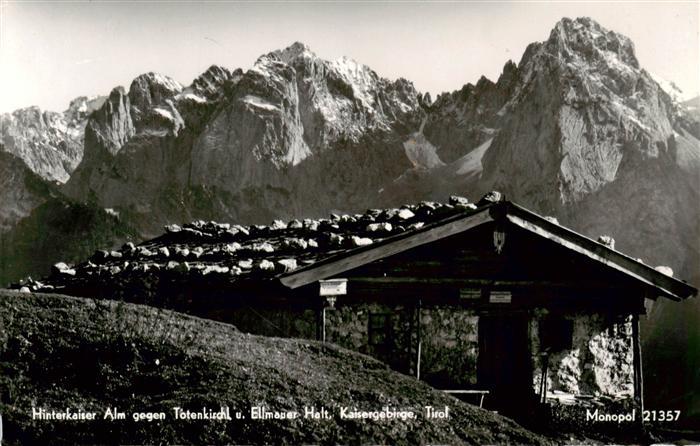 Ellmau Elmau Tirol AT Hinterkaiser Alm mit Totenkirchl und Ellmauer Halt