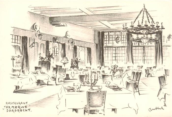 Dordrecht NL Cafe Restaurant Ter Merwe Zeichnung
