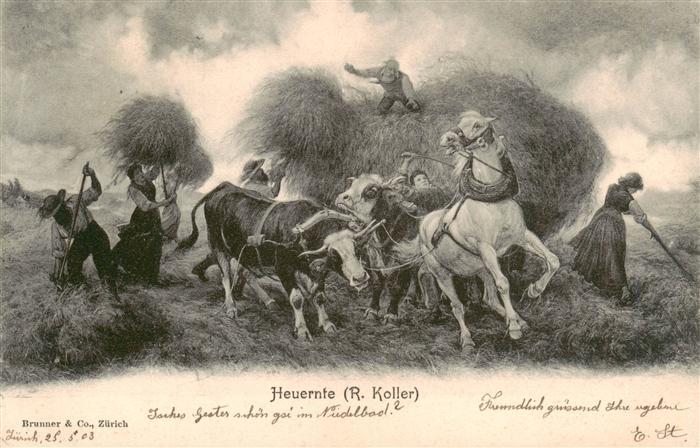 Koller Rudolf Kuenstlerkarte Heuernte