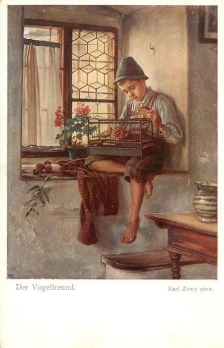 Verlag Wiener Kunst Nr. Nr. 1181 Karl Zewy pinx. Der Vogelfreund