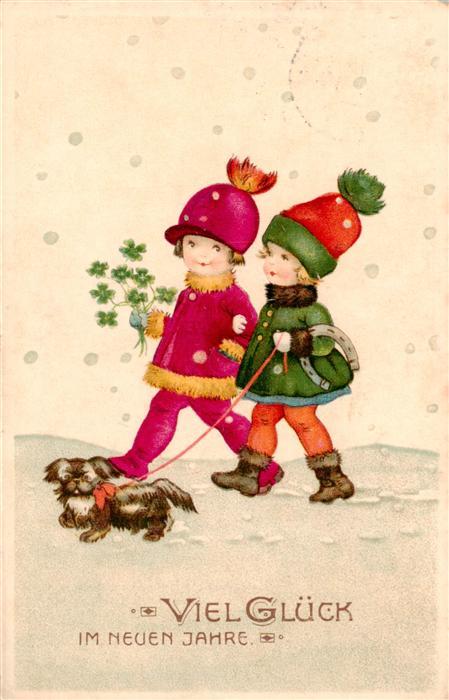 Neujahr Viel Glueck Kinder Hund