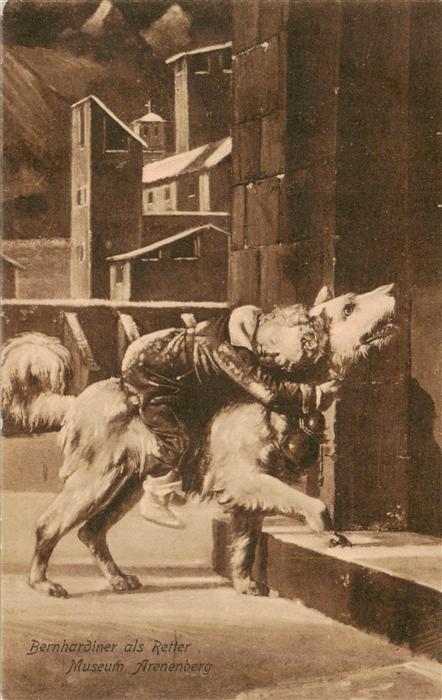 Bernhardiner Hund Dog Chien Museum Arenenberg Bernhardiner als Retter J. Walser