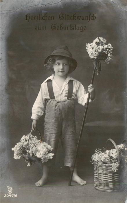 Foto RPH Nr. Nr. 3047/6 Glueckwunsch zum Geburtstag Kinf Blumenkorb