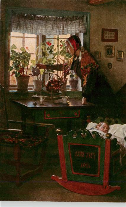 Kornerup Valdemar Kuenstlerkarte Blumenpflege