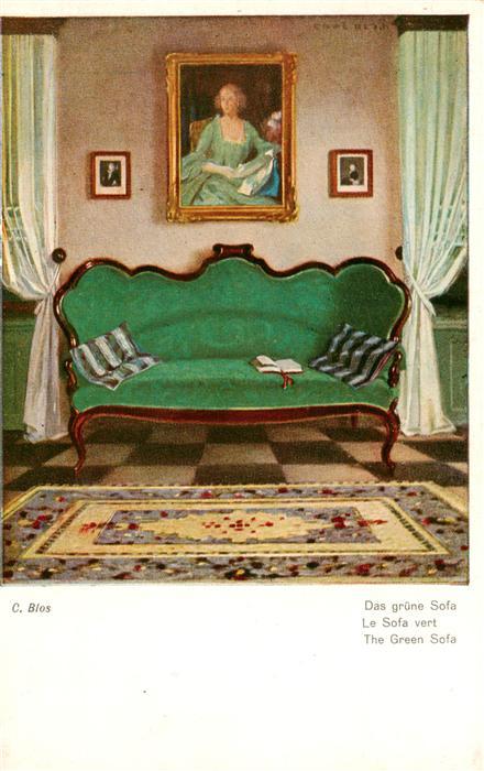 Blos C Kuenstlerkarte Das Gruene Sofa