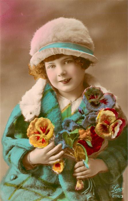 Foto Lepo Nr. Nr. 2176/3 Kind Hut Blumen