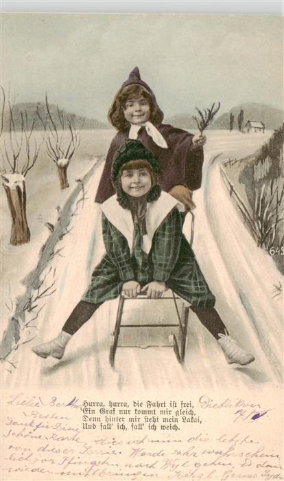 Kinder Child Enfants Schlitenfahren