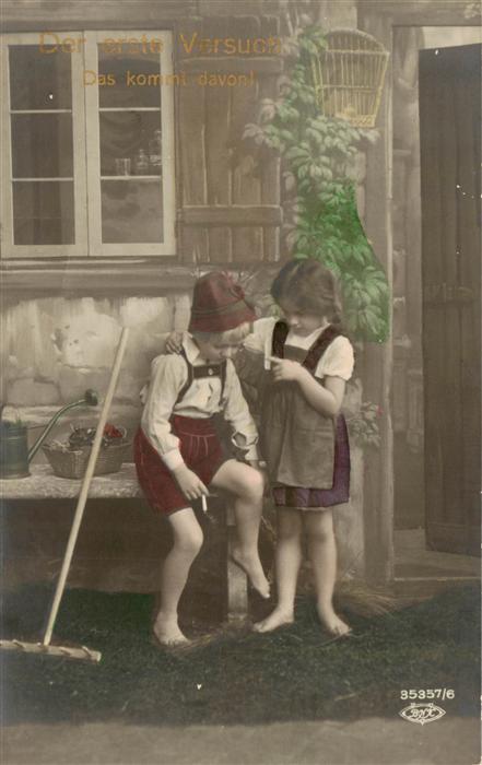 Foto BNK Nr. Nr. 35357/6 Der erste Versuch Kinder  dAs kommt davon