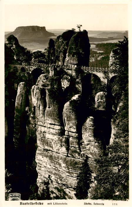 Foto Seidel M. Schmilka Nr. Nr. 175 Basteibruecke mit Lillenstein