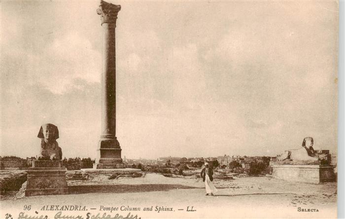 Alexandria  Alexandrie Aegypten Pomper Column and Sphinx