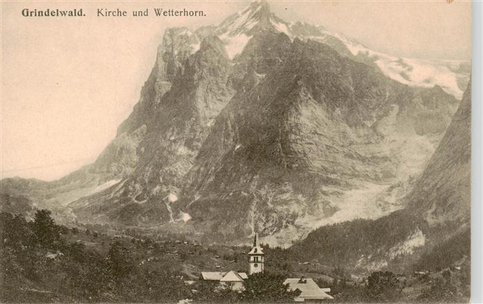 Grindelwald BE Kirche und Wetterhorn