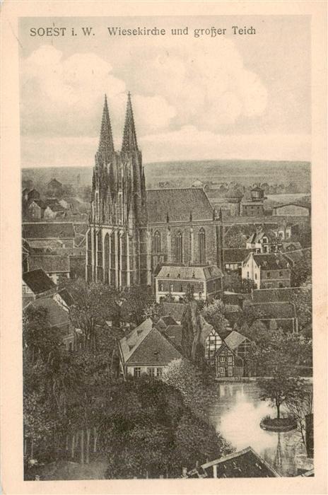 Soest DE NRW Wiesekirche und grosser Teich Feldpost