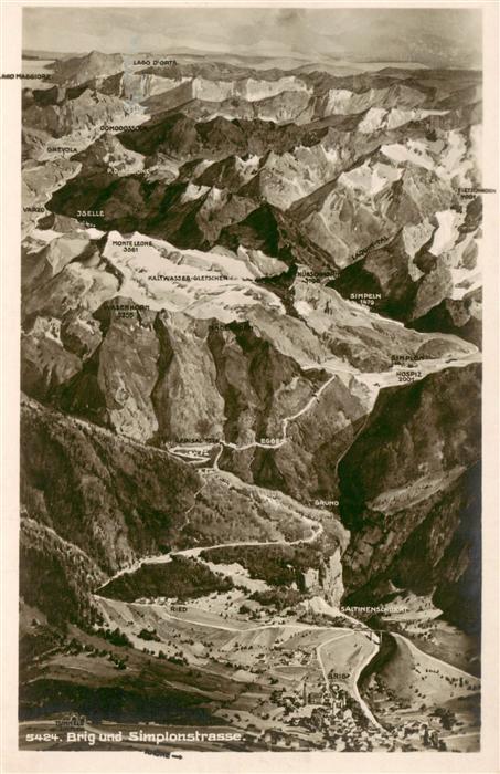 Brig Glis Brigue VS Panorama mit Simplonstrasse