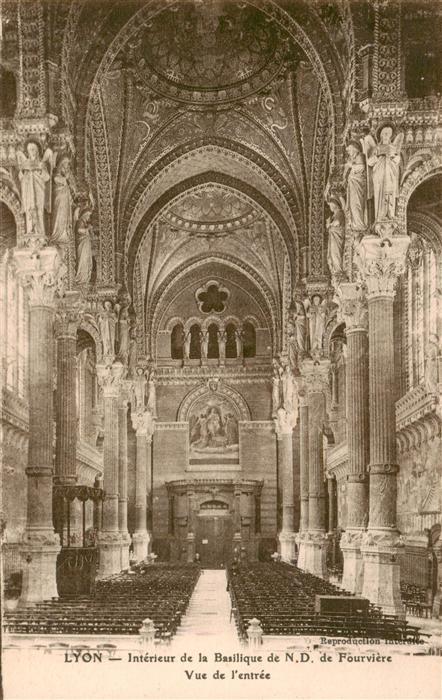 Lyon 69 Rhone Interieur de la Basilique de ND de Fourviere Vue de l'entree