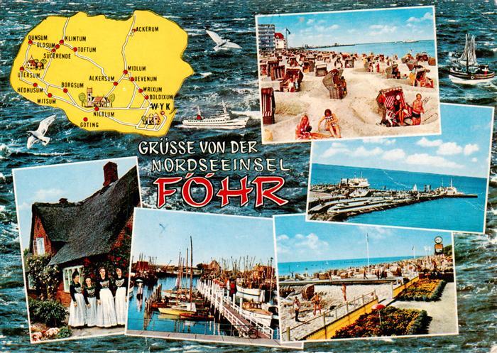 Insel Foehr Strand Mole Trachtenmaedchen Bootshafen