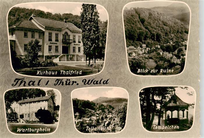 Thal Ruhla Kurhaus Thalfried Ruine Wartburgheim Teilansicht Tempelchen