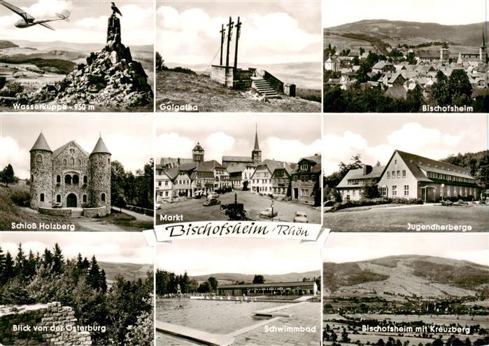 Bischofsheim Rhoen Wasserkuppe Golgotha Ortsblick Schloss Holzberg Markt Jugendh