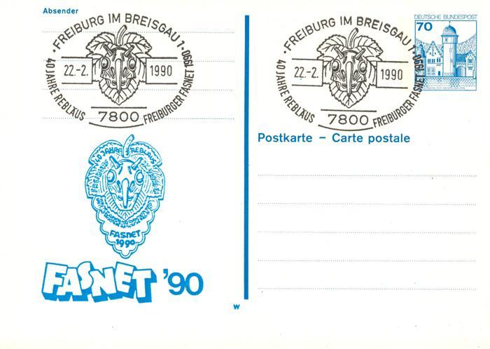 Freiburg Breisgau Fasnet 1990 Sonderstempel 40 Jahre Reblaeus Werbung