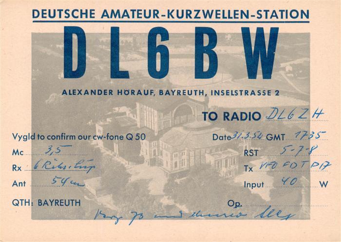 BAYREUTH Bayern Deutsche Amateur Kurzwellen Station