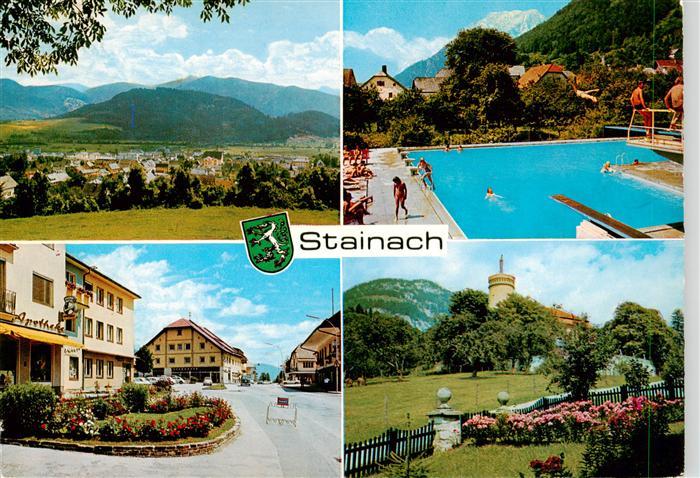 Stainach Panorama Ortspartie Freibad Park