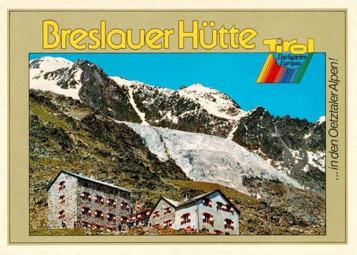 Breslauerhuette 2840m Tirol AT Panorama mit Rofenkarferner