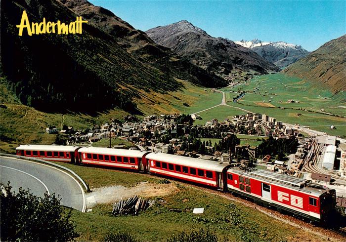 Andermatt UR Panorama mit Furka Oberalp Bahn