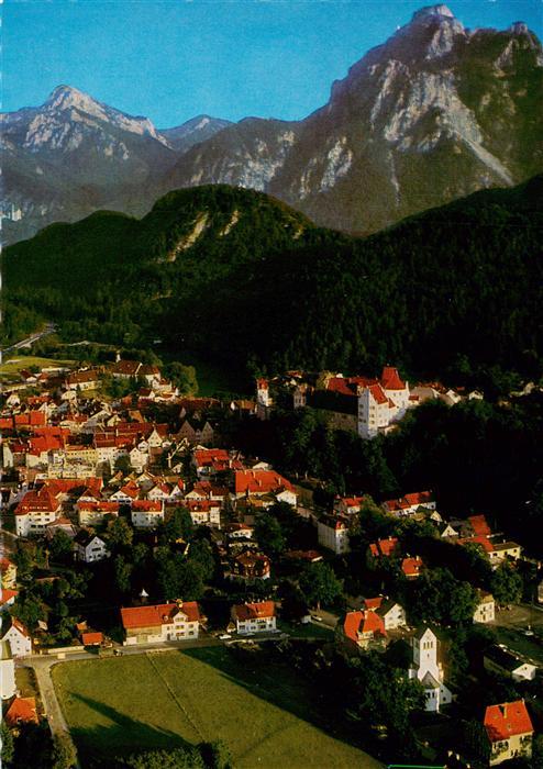 Fuessen Allgaeu mit Hohem Straussberg und Saeuling Fliegeraufnahme