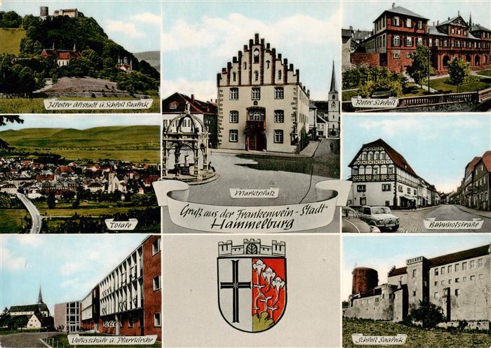 Hammelburg Kloster Altstad Panorama Volksschule Marktplatz Rotes Schloss Bahnhof