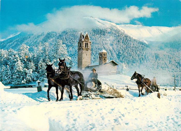 Celerina GR San Gian Kirche Pferdeschlittenfahrt