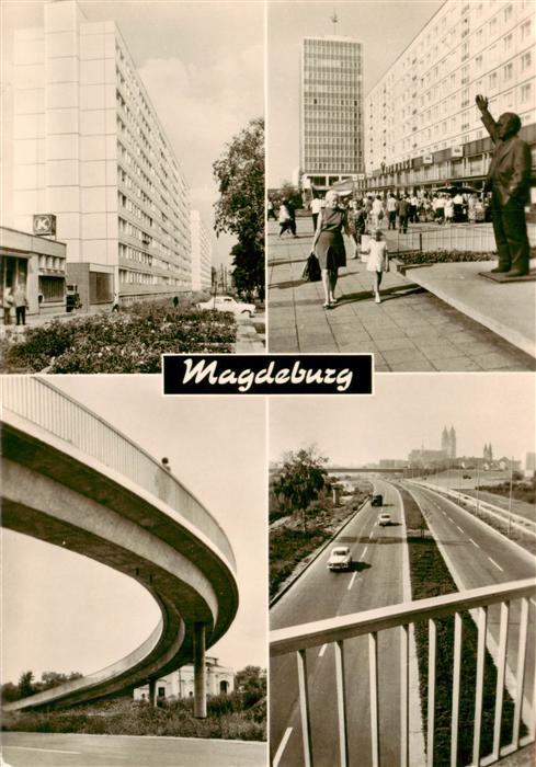 MAGDEBURG  CITY Luebecker Strasse Karl Marx Allee mit Erich Weinert Denkmal und