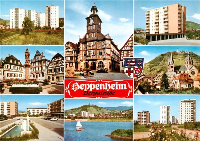 Heppenheim Bergstrasse Orts und Teilansichten Marktplatz Rathaus Kirche