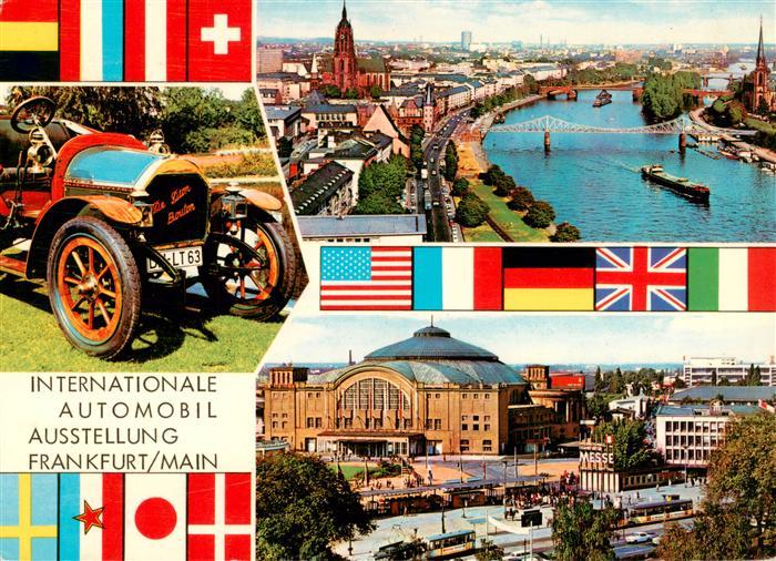 Frankfurt Main Stadtpromenade mit Dom und Eisernen Steg Messegelaende