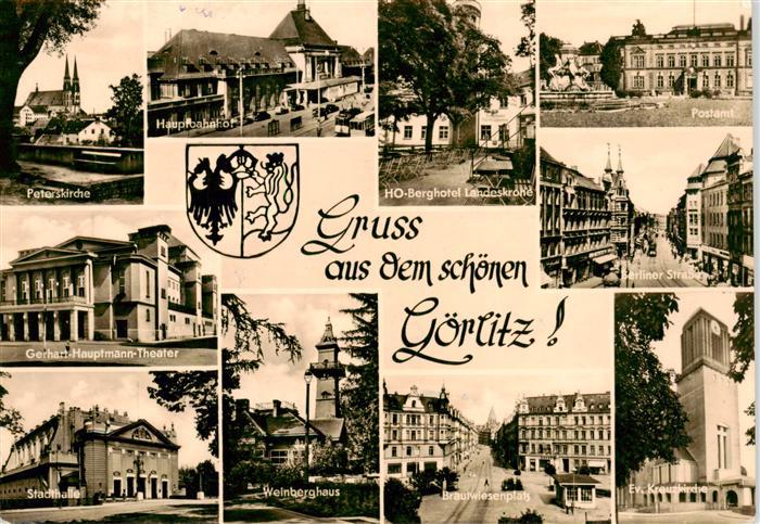 Goerlitz  Sachsen Peterskirche Hauptbahnhof HO Berghotel Landeskrone Postamt Ber