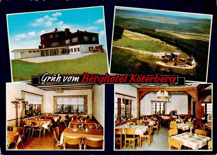 Rischenau Luegde Berghotel und Gaststaette Koeterberg Gastraeume Fliegeraufnahme