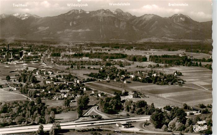 Pfraundorf Inn Oberbayern Fliegeraufnahme mit Autobahn und Wendelstein