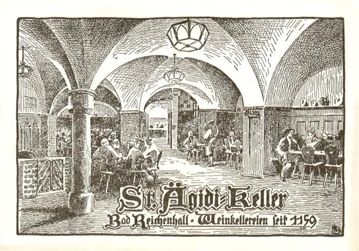 Bad Reichenhall St aegidi Keller Weinkellereien Zeichnung