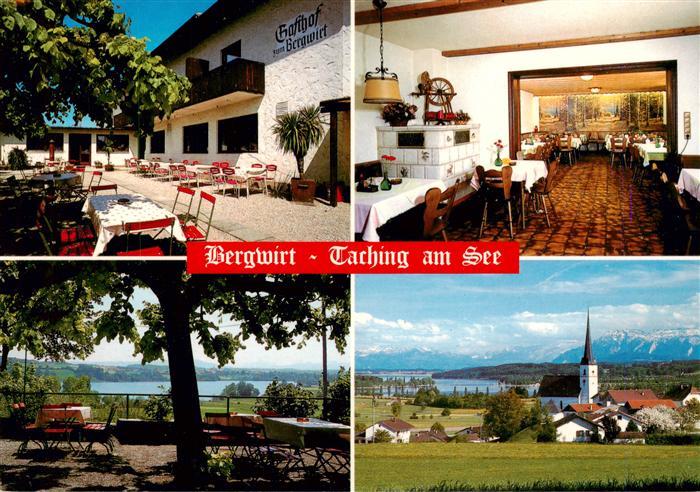 Taching See Gasthof Pension Bergwirt Gastraum Terrasse Kirche