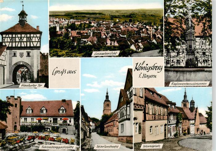 Koenigsberg Bayern Hassfurter Tor Panorama Regiomontanusbrunnen Schlossberggasts