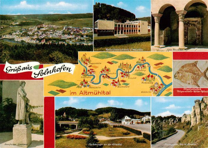 Solnhofen Panorama Senefelder Denkmal Parkanlage Gemeindehaus Basilika Kugelzahn
