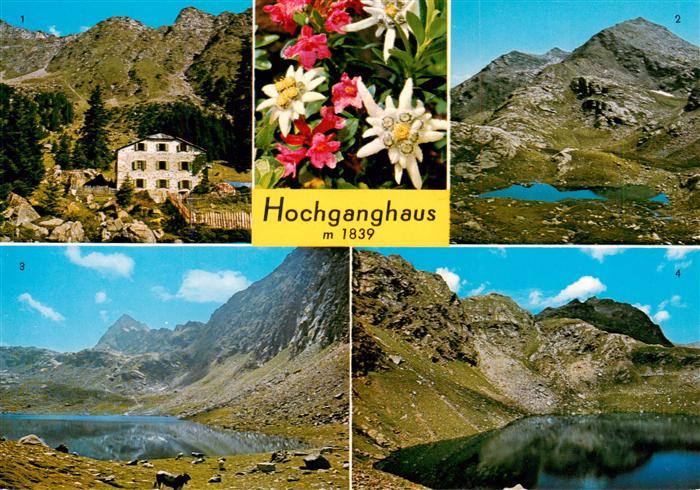 Texelgruppe Dolomiti IT Hochganghaus Roetl Spitze Langsee mit Tschigat Gruensee