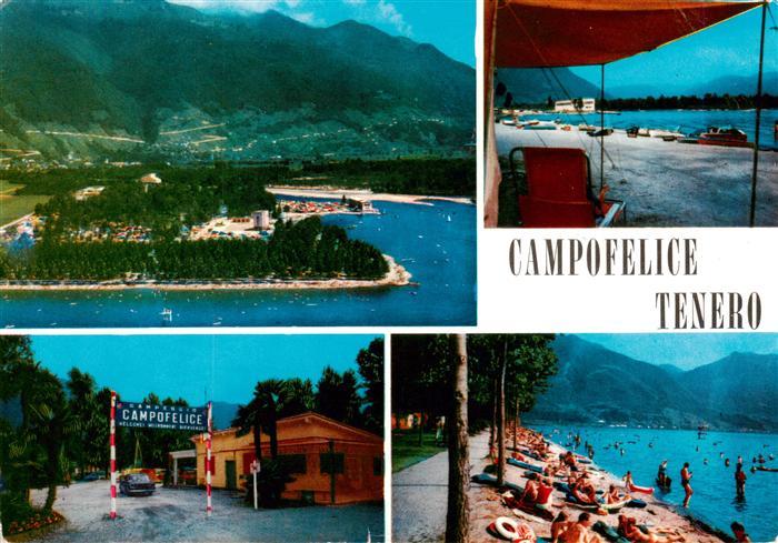 Tenero Lago Maggiore TI Campeggo Campofelice Fliegeraufnahme Teilansichten Stran